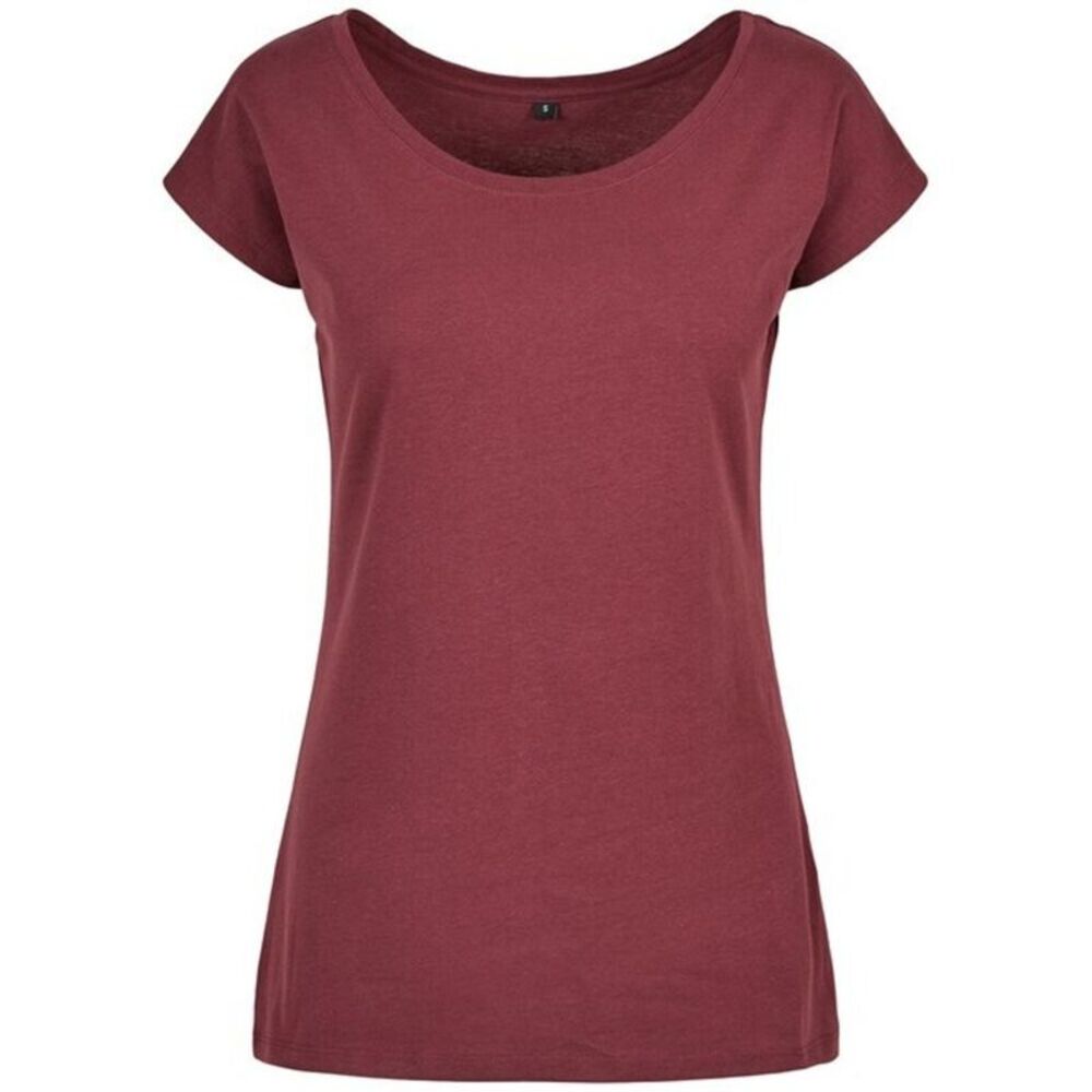 Build Your Brand Womens/Ladies Wide Neck / Cherry